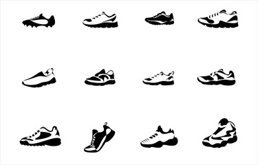 Obraz premium Sports shoes vector set. Fashion sportwear, everyday sneaker, footwear clothing illustration