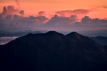 Fog over the Doi Inthanon mountain, Chiang Mai Thailand. The highest peak of Thailand
