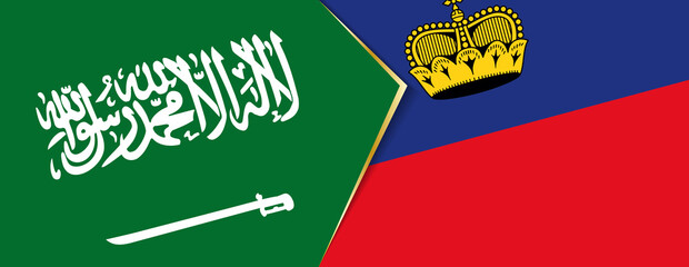 Saudi Arabia and Liechtenstein flags, two vector flags.