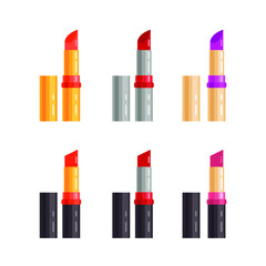 Clip art. Vector illustration lipstick assortment set. Icons.