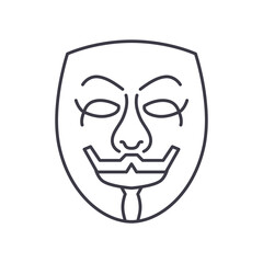 Anonymity icon, linear isolated illustration, thin line vector, web design sign, outline concept symbol with editable stroke on white background.