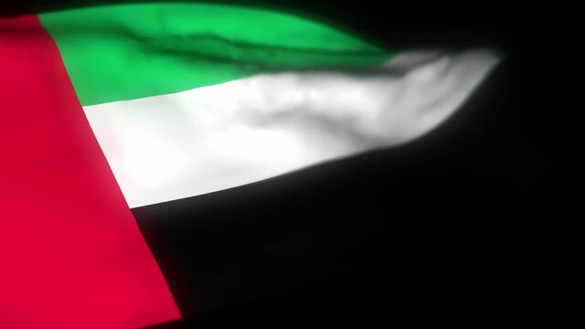 Flag of United Arab Emirates, Realistic 3D animation of waving flag . United Arab Emirates flag waving in the wind .flag seamless loop animation. 4K High Quality, 3D render