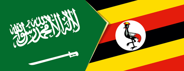 Saudi Arabia and Uganda flags, two vector flags.