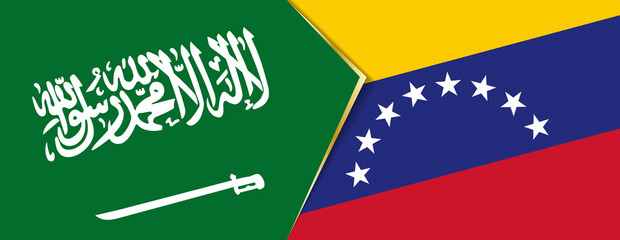 Saudi Arabia and Venezuela flags, two vector flags.