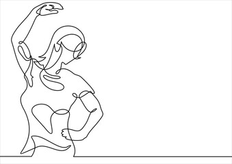 Woman doing yoga exercise continuous one line vector illustration 