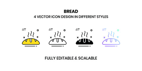 Bread vector illustration icons in different styles