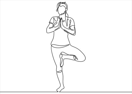 Meditation. Yoga. Continuous line illustration