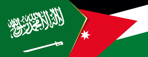 Saudi Arabia and Jordan flags, two vector flags.