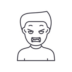 Angry icon, linear isolated illustration, thin line vector, web design sign, outline concept symbol with editable stroke on white background.