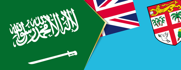 Saudi Arabia and Fiji flags, two vector flags.