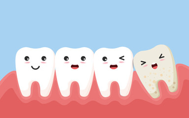 Fototapeta premium Wisdom tooth push other tooth Concept.