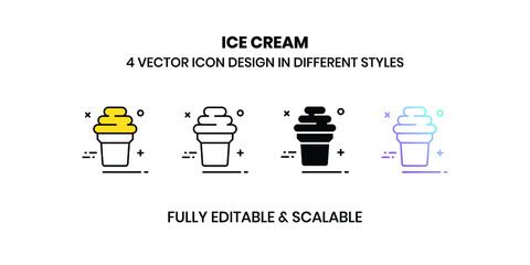 Ice Cream vector illustration icons in different styles