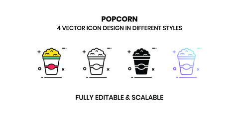 Popcorn vector illustration icons in different styles