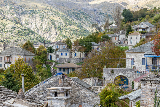 Traditional village of Tsepelovo, in Zagori region, Ioannina, Epirus, Greece, Europe.