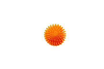 An orange ball with small thorns. The sphere is isolated on a white background.