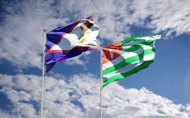 Beautiful national state flags of Abkhazia and American Samoa.