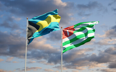 Beautiful national state flags of Abkhazia and Bahamas.