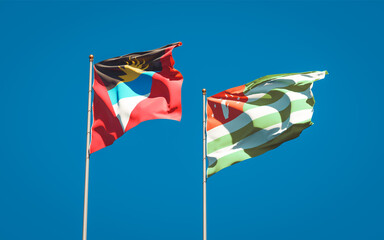 Beautiful national state flags of Abkhazia and Antigua and Barbuda.