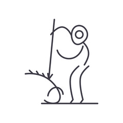 Ancient painting icon, linear isolated illustration, thin line vector, web design sign, outline concept symbol with editable stroke on white background.