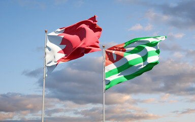 Beautiful national state flags of Abkhazia and Bahrain.