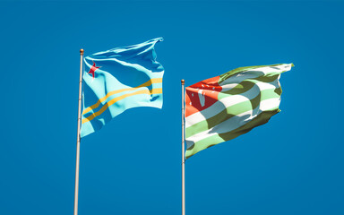 Beautiful national state flags of Abkhazia and Aruba.