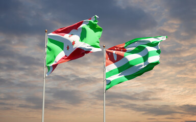 Beautiful national state flags of Abkhazia and Burundi.