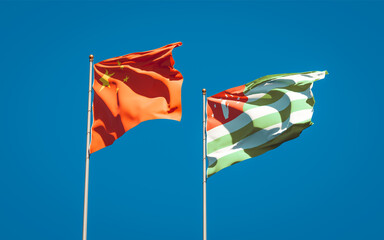 Beautiful national state flags of Abkhazia and China.