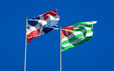 Beautiful national state flags of Abkhazia and Dominican Republic.