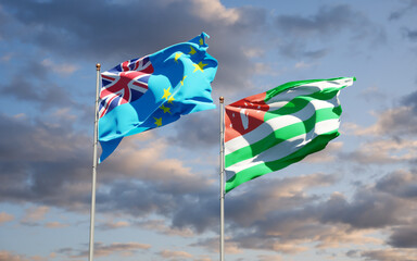 Beautiful national state flags of Tuvalu and Abkhazia.