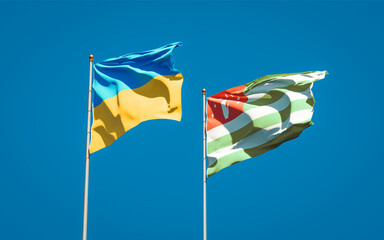 Beautiful national state flags of Ukraine and Abkhazia.