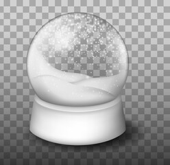Christmas Globe with snow. Snow Globe Vector. Xmas Empty Snow Globe Ball.