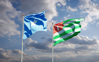 Beautiful national state flags of Somalia and Abkhazia.