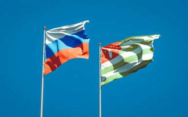 Beautiful national state flags of Russia and Abkhazia.