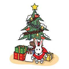 Obraz premium クリスマスツリーとプレゼント