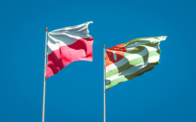 Beautiful national state flags of Poland and Abkhazia.