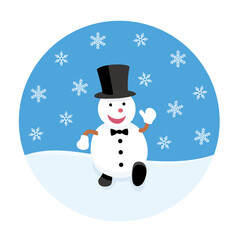 雪の中を歩くスノーマン