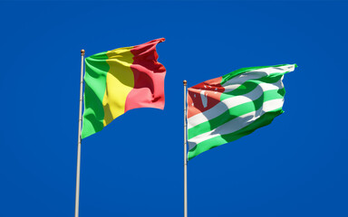 Beautiful national state flags of Mali and Abkhazia.