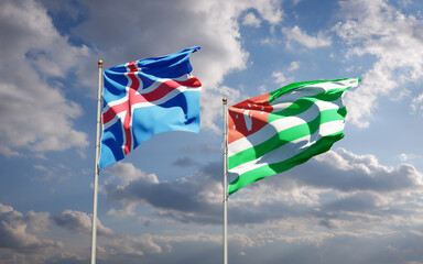 Beautiful national state flags of Iceland and Abkhazia.