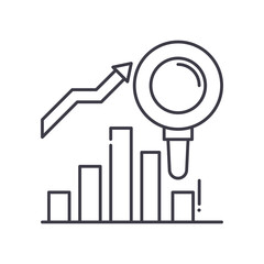 Analytic icon, linear isolated illustration, thin line vector, web design sign, outline concept symbol with editable stroke on white background.