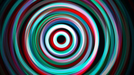 Abstract light intersecting red green circle lines on dark background
