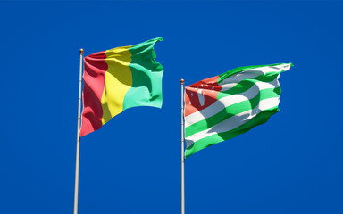 Beautiful national state flags of Guinea and Abkhazia.