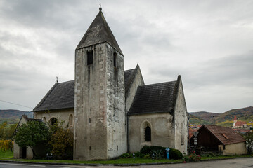 Fototapeta na wymiar Old church of St. Lorenz on a cloudy day in autumn