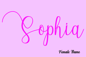 Sophia-Female Name Brush Calligraphy Dork Pink Color Text on Pink Background