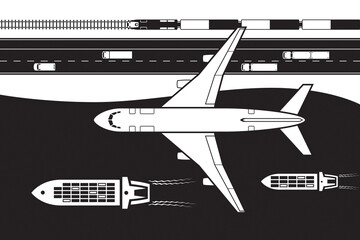 Cargo transportation by land, by air and by sea - vector illustration