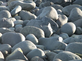 Fototapeta na wymiar Pebbles on Bamburgh Beach
