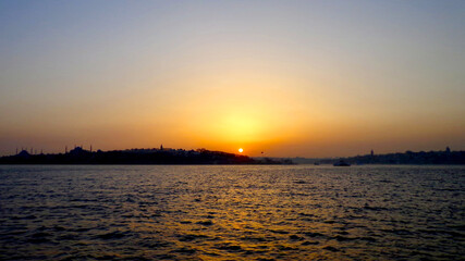Sunset over the Bosphorus in Istanbul
