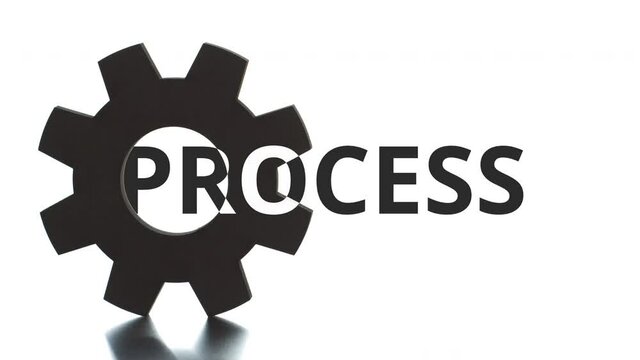 PROCESS black and white text pops up from the cogwheel