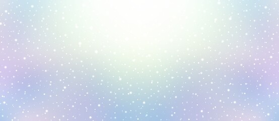 Snow pastel iridescent shiny background. Winter holidays decorative banner. Fantasy decor.