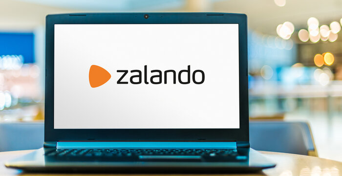 Laptop computer displaying logo of Zalando