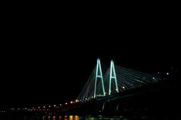 suspension bridge at night